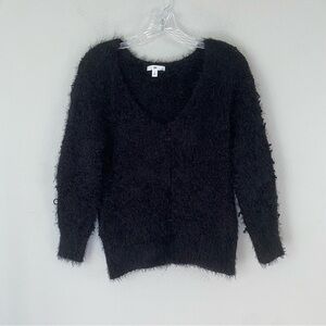 BP Black Soft Cozy Textured Chunky Loop Knit V Neck Sweater Small